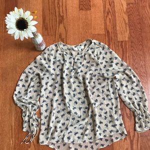 UMGEE Cream & Blue Peasant Shirt